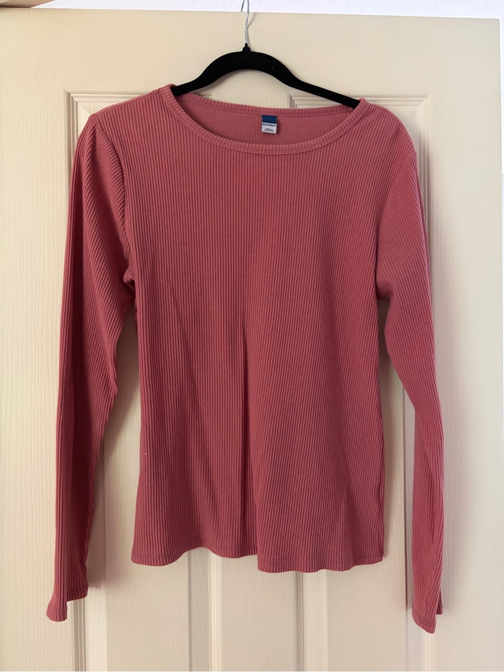 Old Navy Ribbed Long Sleeve Crewneck Top - Dusty Rose